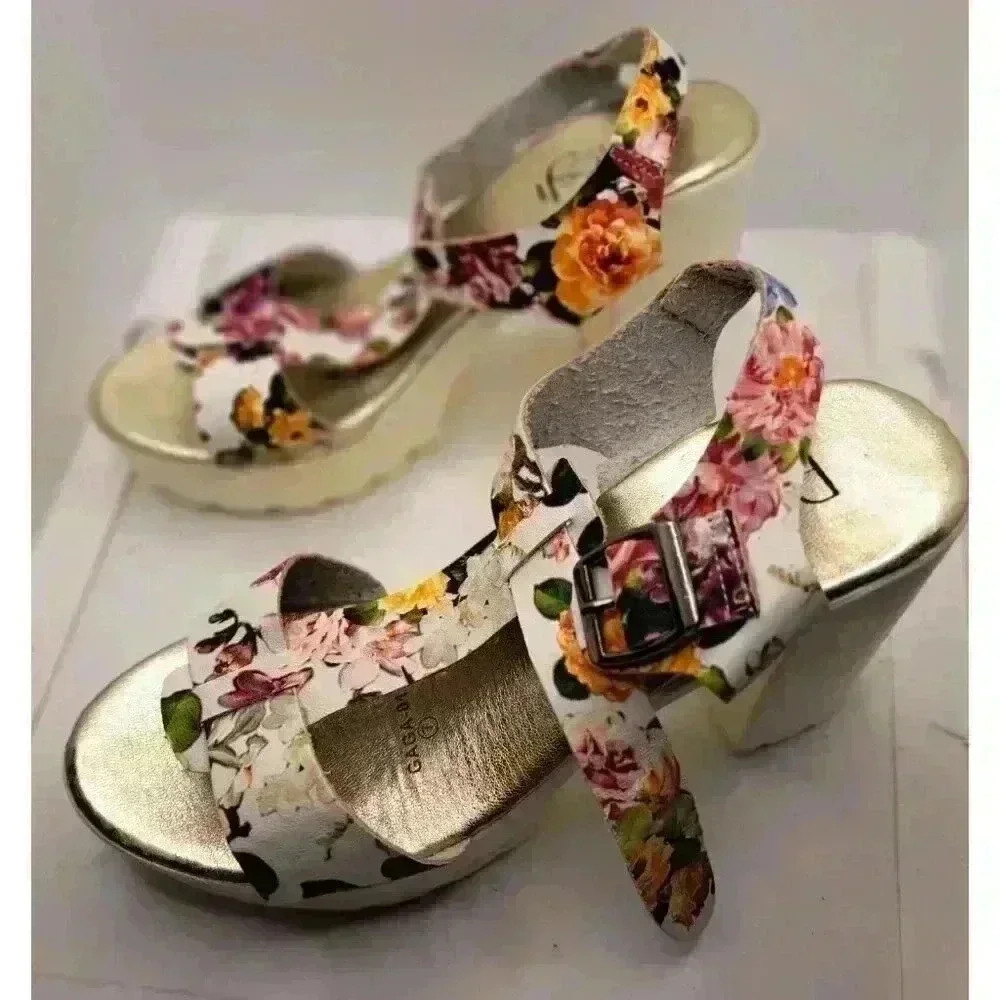 Refresh‎ Gaga 01 Women's Wedge Strappy Buckle Sandals Shoes Multicolor Floral 7 - Picture 3 of 6